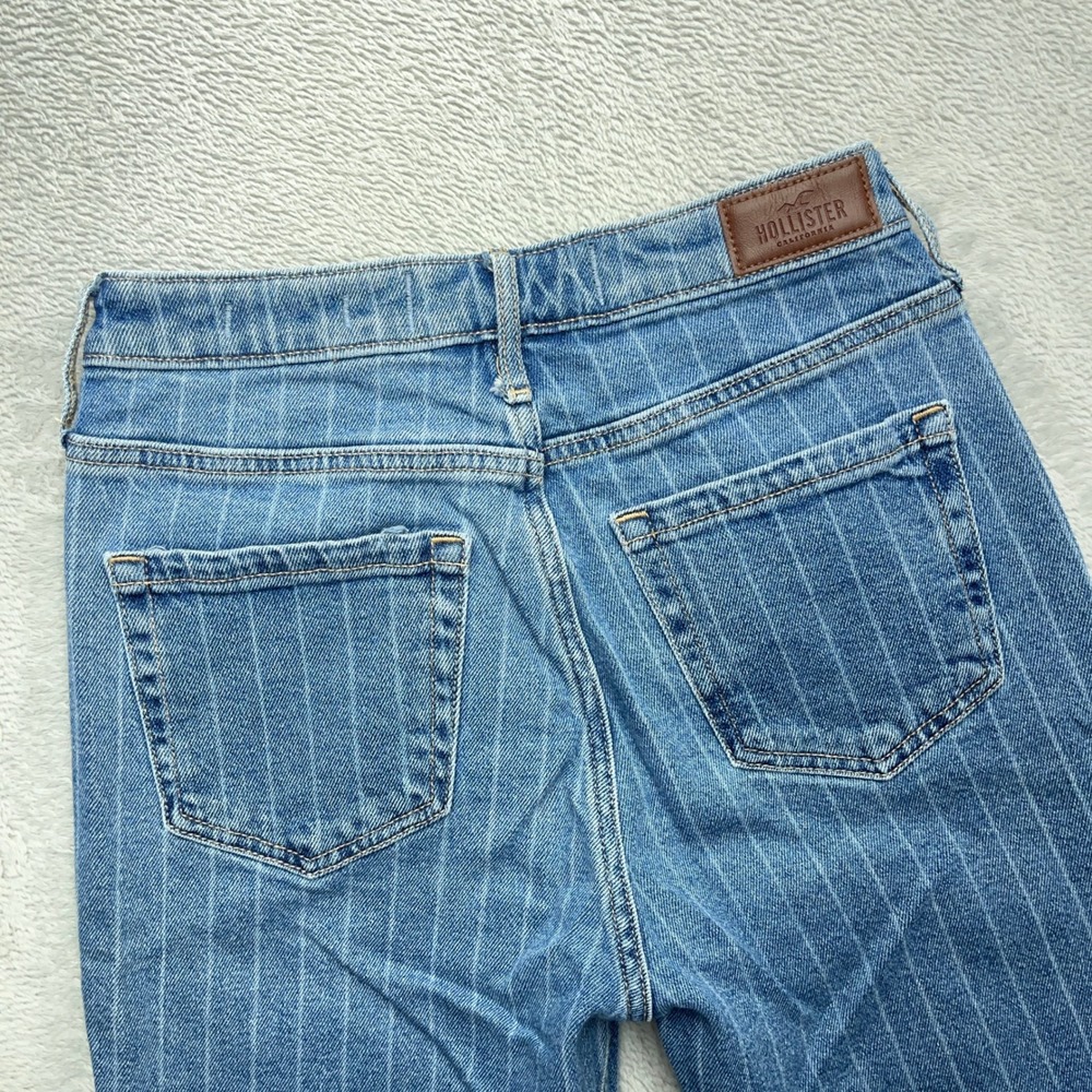 Hollister Ultra High Rise Mom Jeans Women 5 27x27 Blue Pinstripe Vintage Stretch - Picture 7 of 8